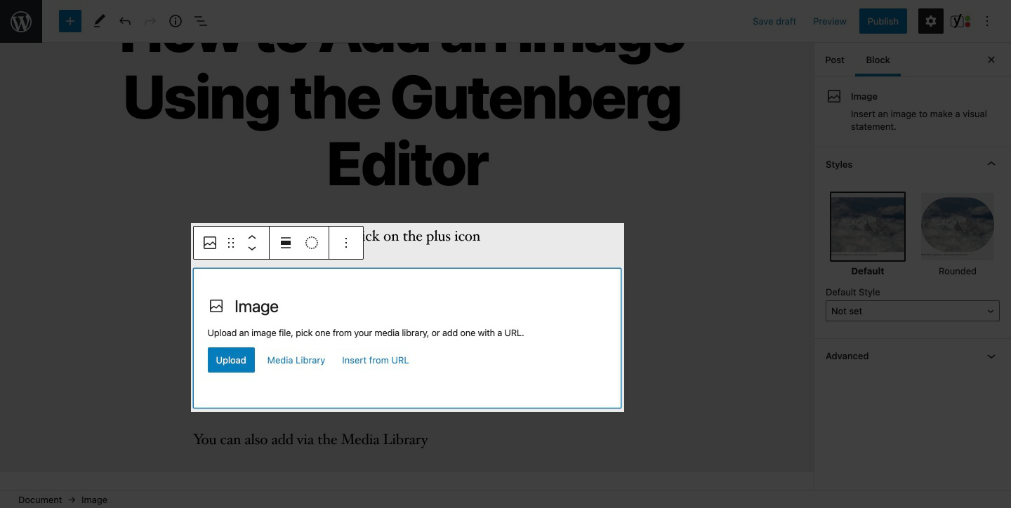 How to Add an Image Using Gutenberg