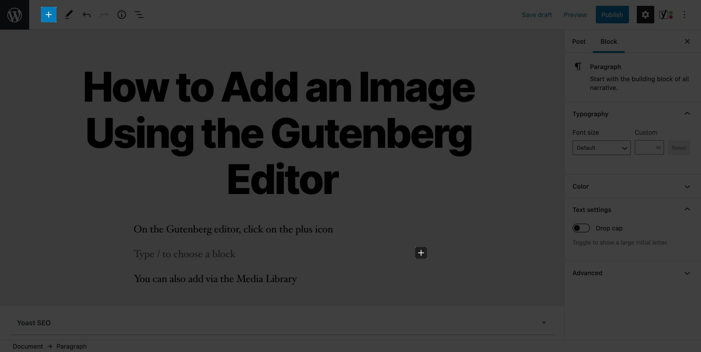 How to Add an Image Using Gutenberg